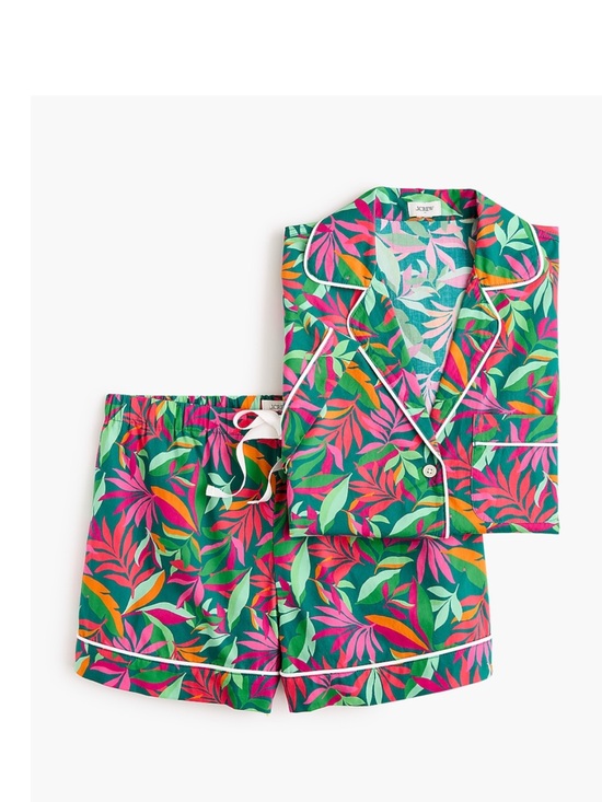 J. Crew Other - NWT! J. Crew Tropical Leaf Print Short Pajama Set in Green, Pink & Orange